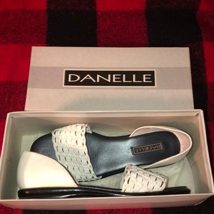 White slip-on sandals